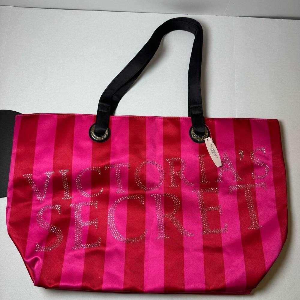 Victoria’s Secret Red Pink Stripe Tote Bag